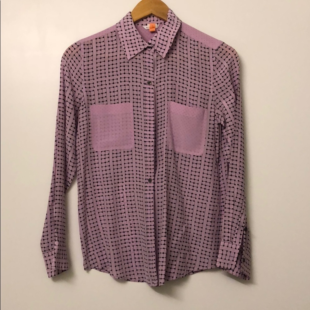 Lilac lavender dot blouse from Club Monaco